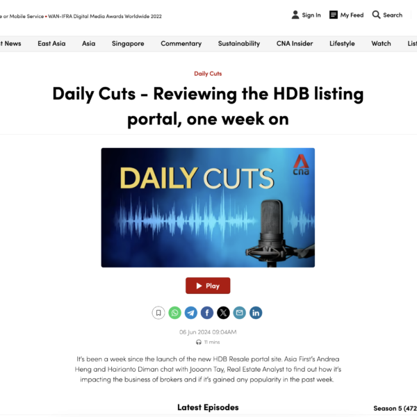 Daily Cuts – Reviewing the HDB listing portal, one week on